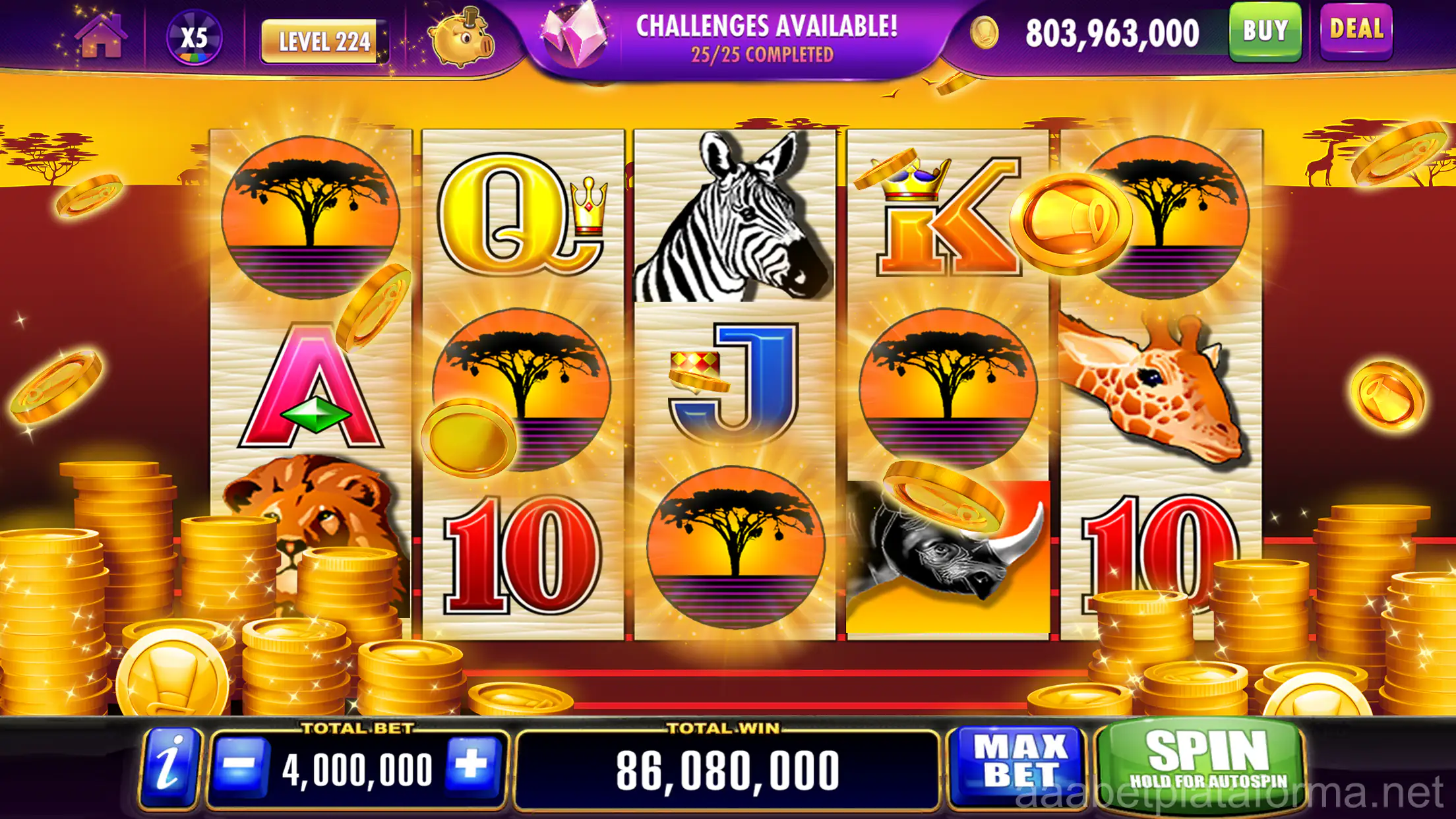 Interface de jogos do aaa bet